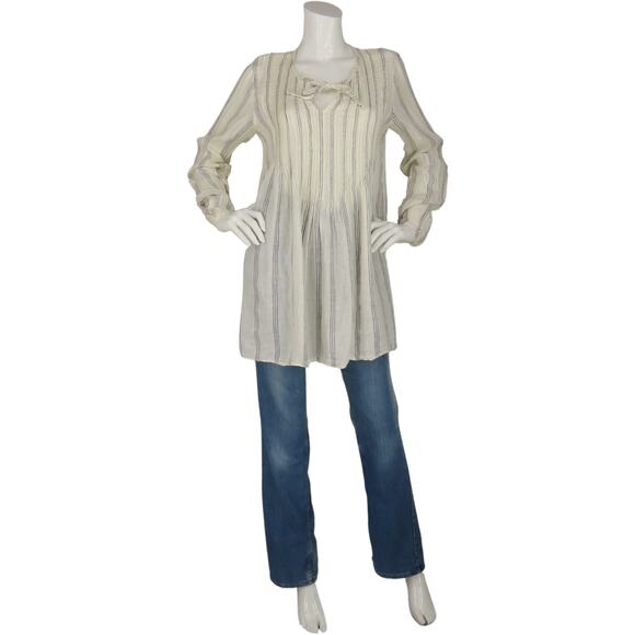 CP Shades Linen Stripes Striped Tunic Shirt Dress Blouse - Picture 1 of 7